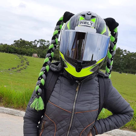 Trança para Capacete Moto Removível Velcro Personalizada | Mograu