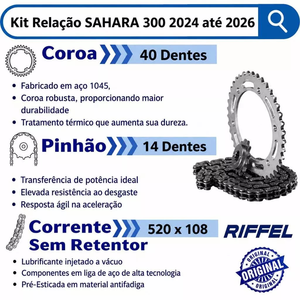 Kit Relação Honda Sahara 300 XRE 2024 2025 2026 | Mograu