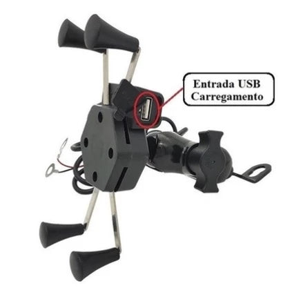 Suporte Garra USB Mograu® – GPS Seguro e Carga Rápida