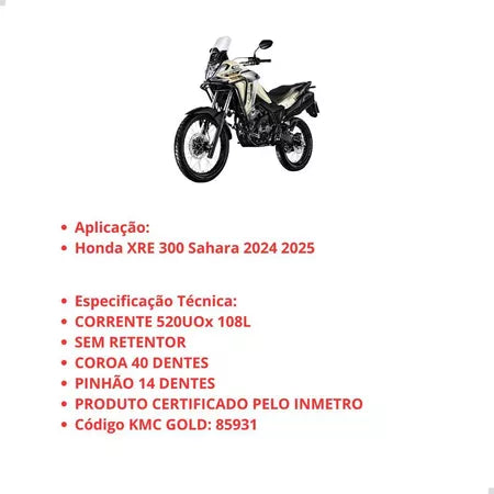 Kit Relação Sahara 300 2024 2025 KMC Gold Aço 1045 | Mograu