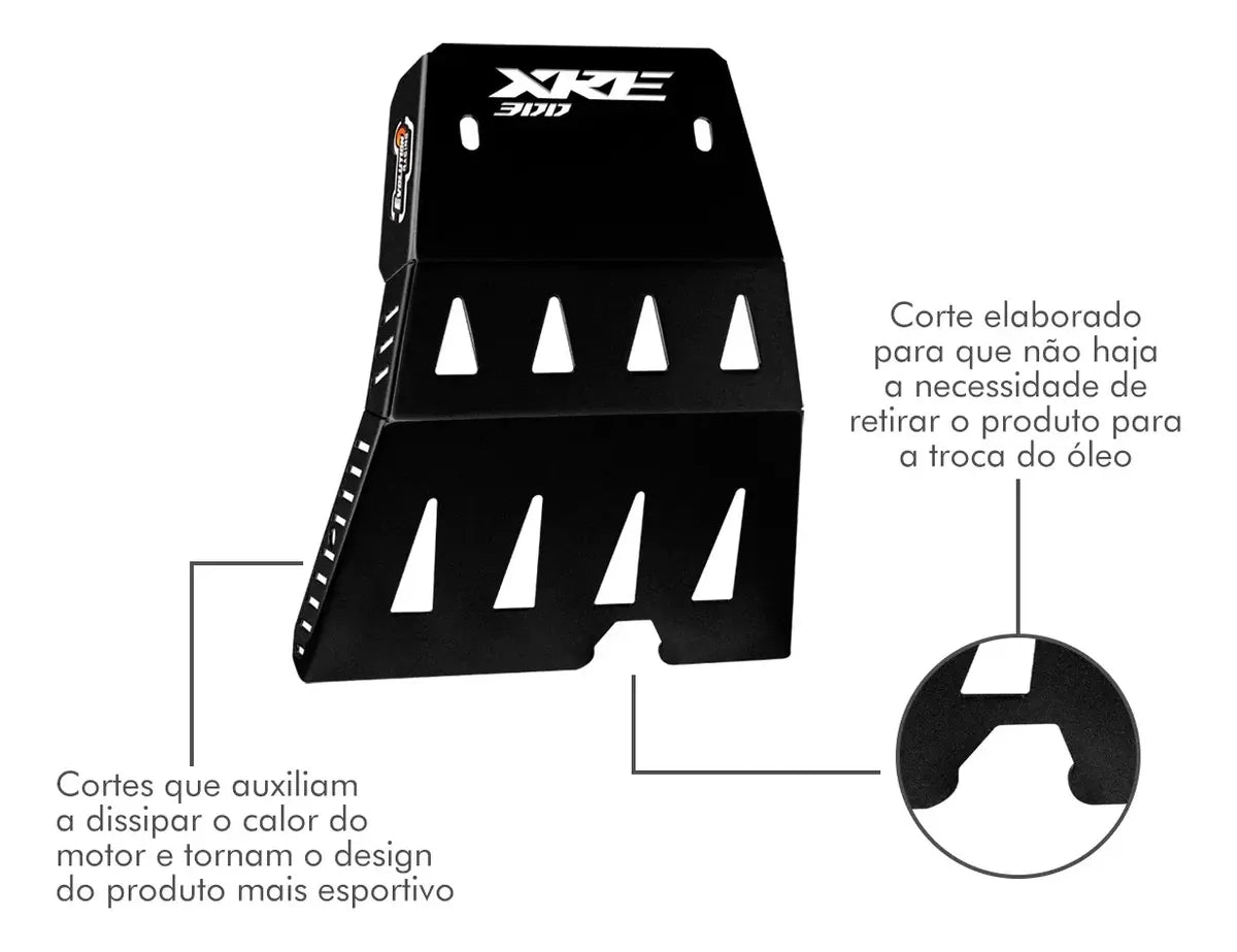 Protetor de Cárter XRE 300 Preto Aço 2010 a 2023 | Mograu