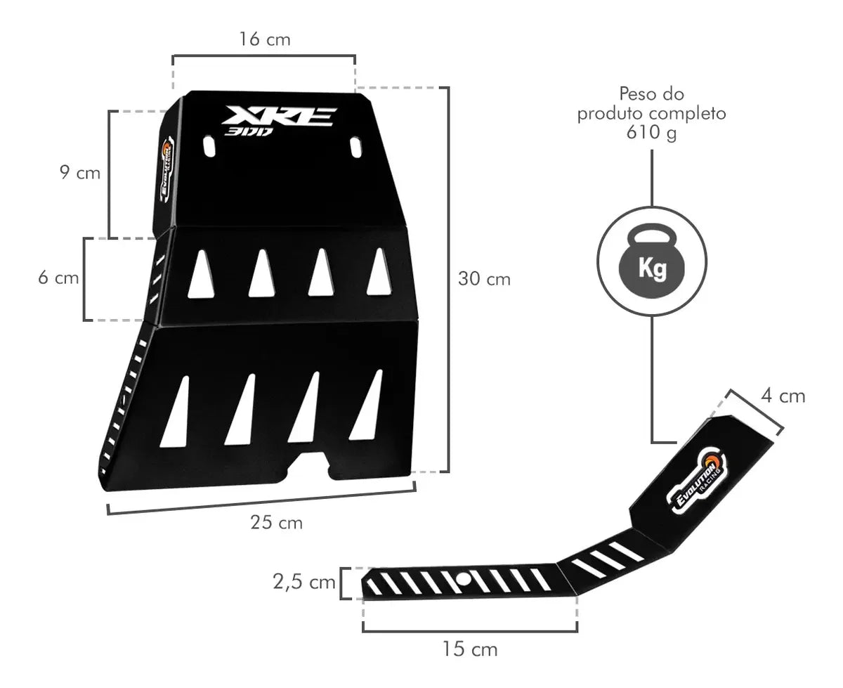 Protetor de Cárter XRE 300 Preto Aço 2010 a 2023 | Mograu