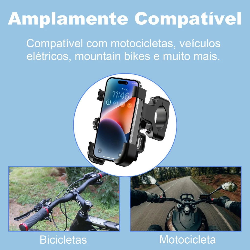 Suporte USB Mograu® – GPS Seguro e Celular Carregado